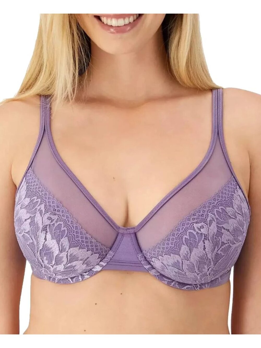 BALI Size 40C Purple One Smooth U Lace Minimizer Bra NEW